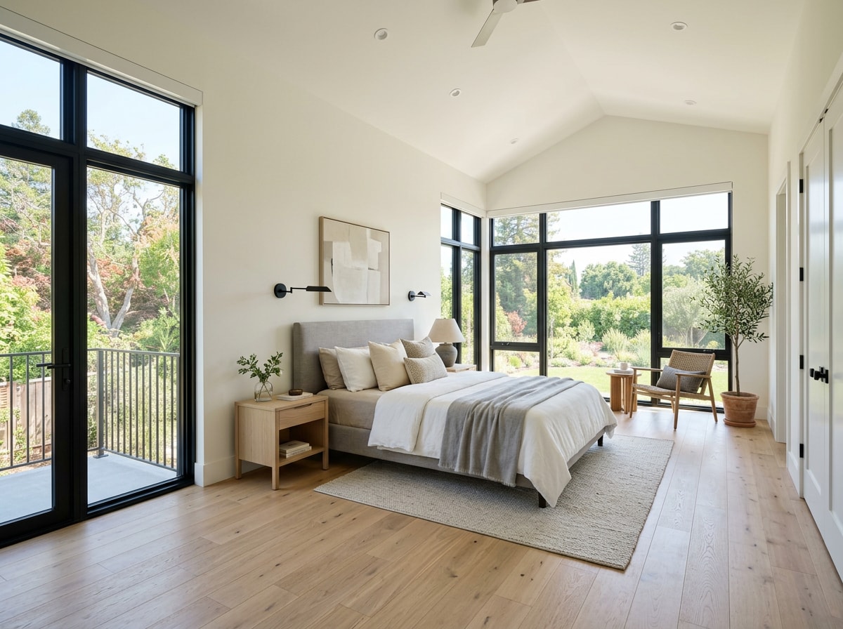 Finished bedroom addition with large windows and natural light in a Duncanville home