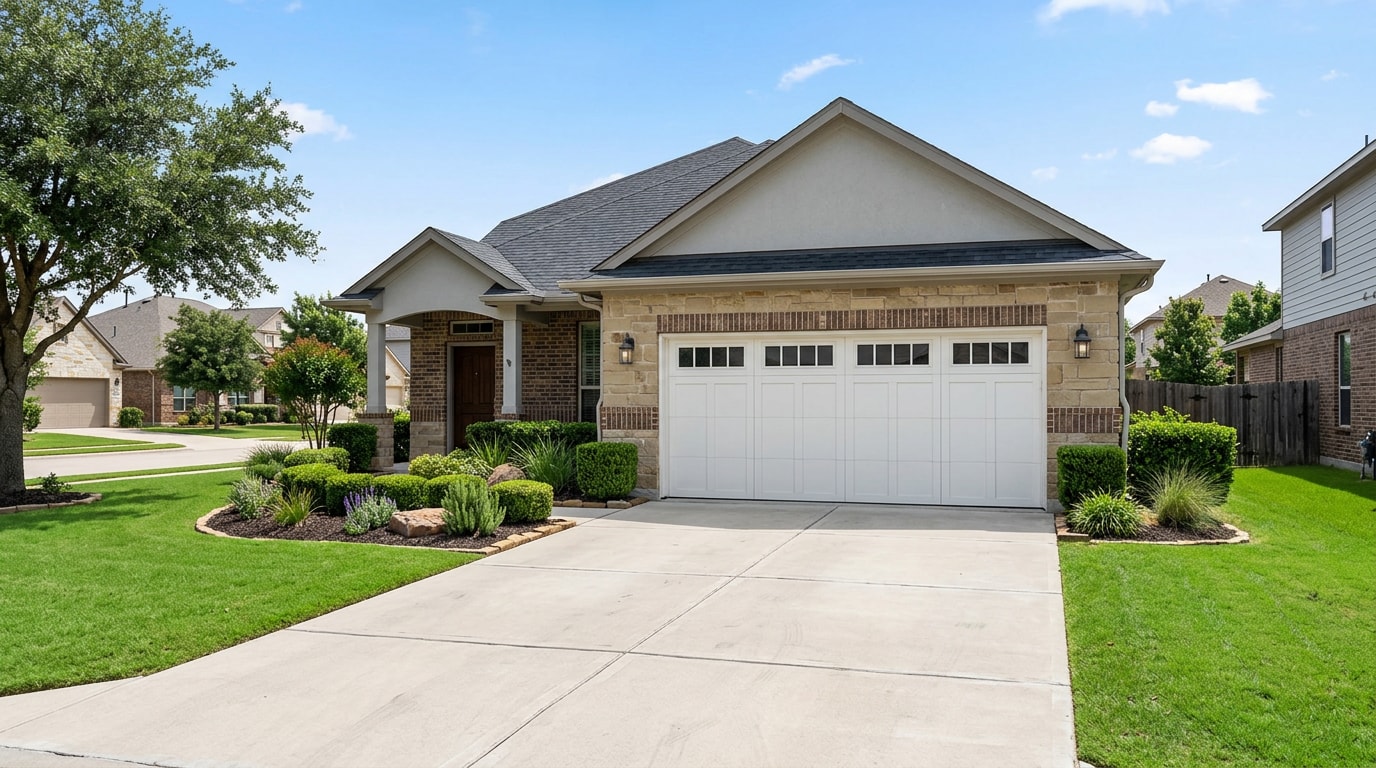 Finished attached garage on a Midlothian, TX home after a professional remodel Finished attached garage on a Midlothian, TX home after a professional remodel