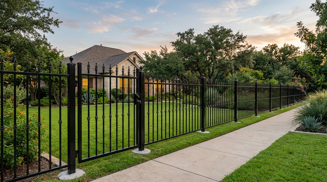 Approved wrought iron fence installed on a residential property in Irving, TX Approved wrought iron fence installed on a residential property in Irving, TX