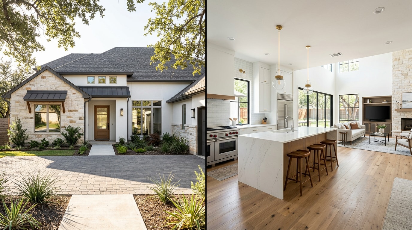 Finished whole-home remodel in Mansfield, TX featuring a modern kitchen and open living space Finished whole-home remodel in Mansfield, TX featuring a modern kitchen and open living space