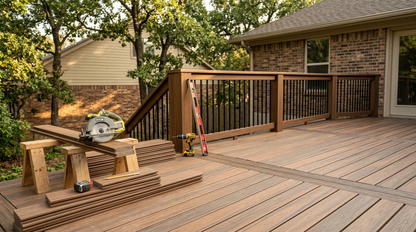 Custom composite deck and patio in Midlothian Texas
